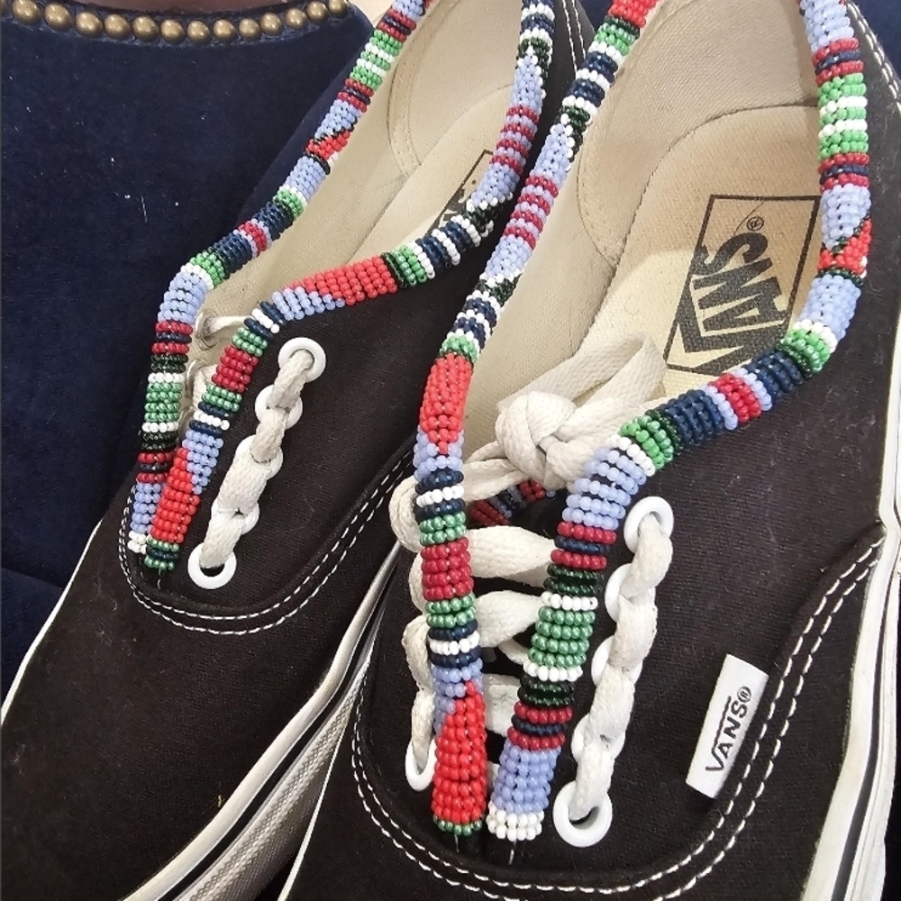 Vans Black Sneakers with Multicolor Beaded Detail